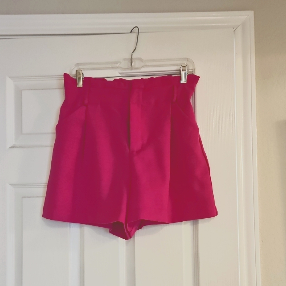 Pink Strapless 2 Piece Shorts Suit